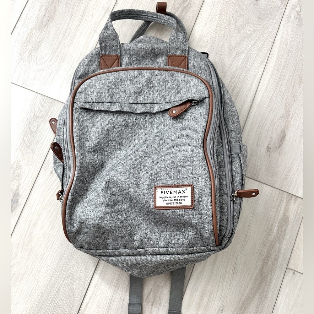 Diaper Backpack Travel Bag Unisex Grey EUC
